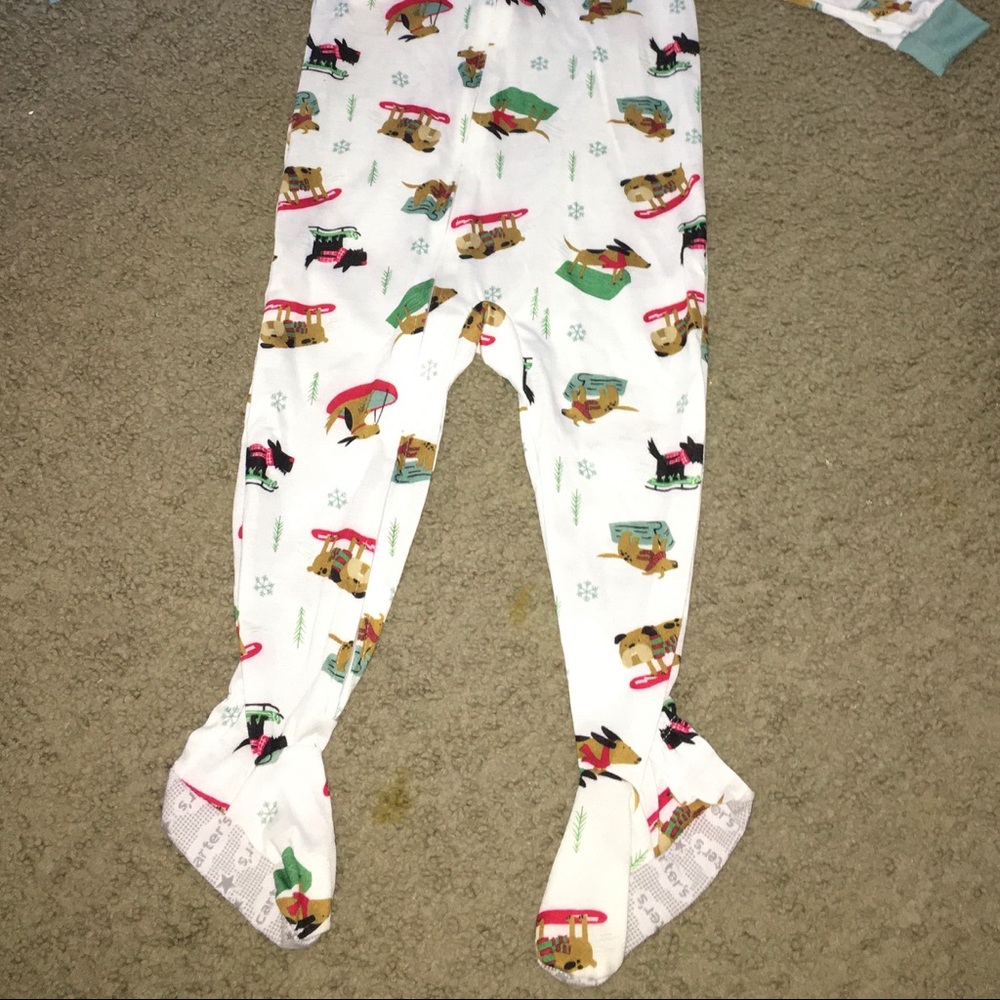 Christmas zip-up Pajamas and Long Sleeved Shirt--- Size 24 months